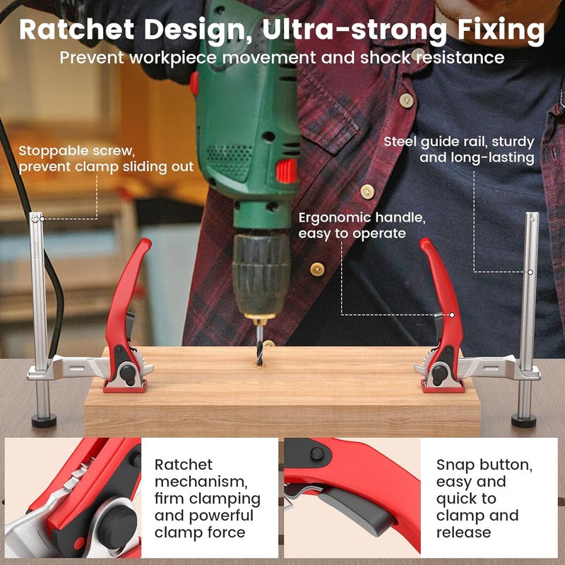 Housolution Bench Dog Clamp, 3/4 inch Dog Holes Workbench Clamp for Woodworking, Adjustable MFT Table Hold Down Quick Fixed Clip, Workbench Accessories for Wood Carving Routing Sanding, 1 Pack - Image 5